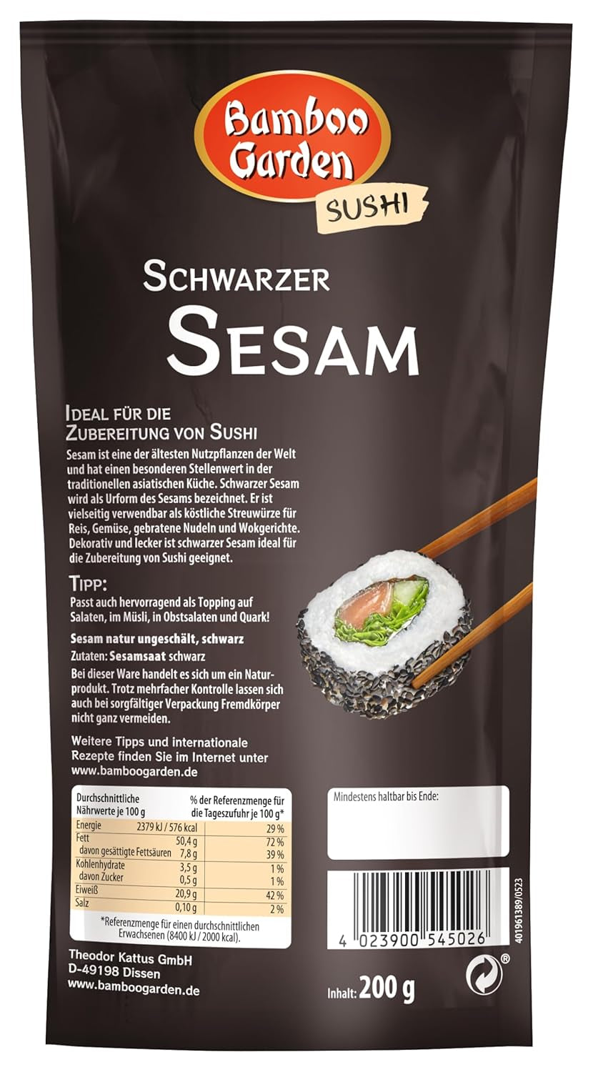 Bamboo Garden Sésame noir, 200 g (Verpackungsdesign kann abweichen)