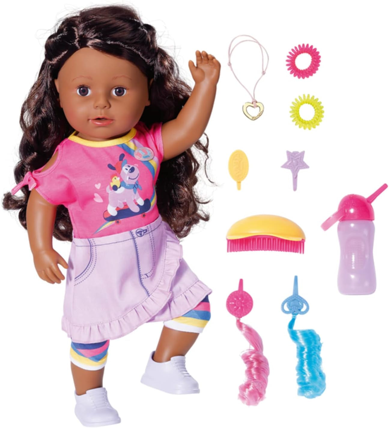 BABY Born Sister blond 43cm, Puppe mit Haaren und 6 Funktionen für Kinder ab 4 Jahren, funktioniert ohne Batterie, 830345 Zapf Creation