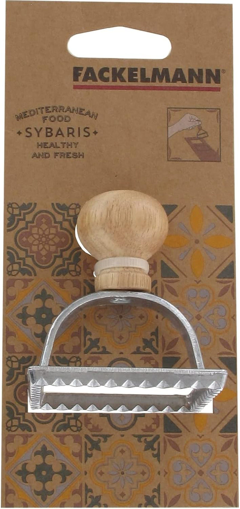 Fackelmann Emporte-pièce ravioli 40923 boîte à biscuits, forme carrée pour pâte à raviolis, 6 x 6 x 7,2 cm, bois, inox