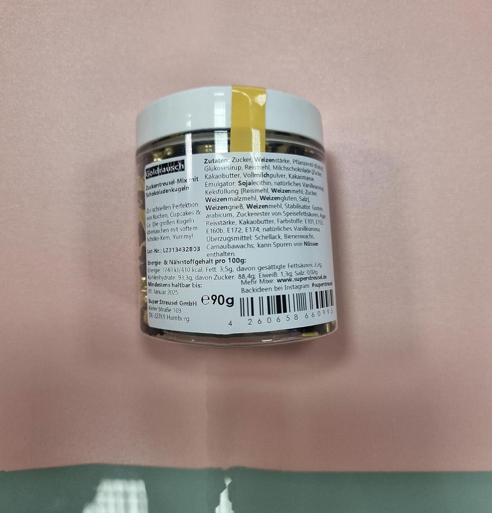 Super Streusel, Décoration Sprinkle Gold Rush Gold Black Naty Shop