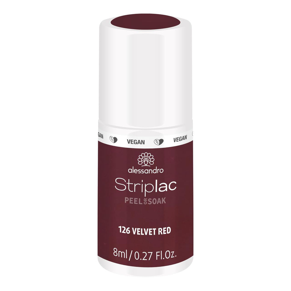Vernis à ongles UV alessandro Striplac Elegant Ruby - Délicat et longue tenue - S'enlève facilement grâce à la technologie peel-off - Vegan et cruelty-free - 8 ml