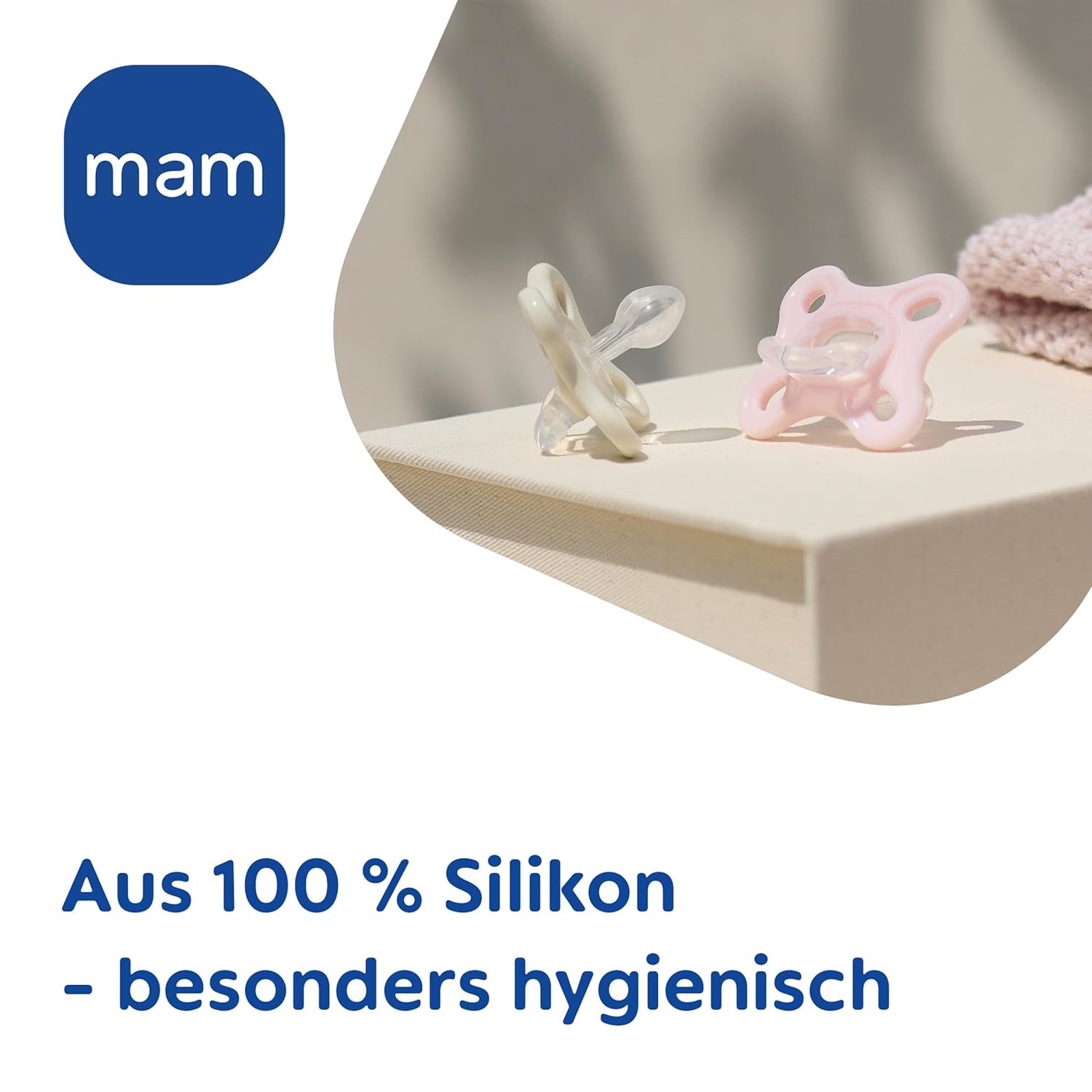 Sucette Confort MAM | 0-3 mois | Sucette pour bébés prématurés et nouveau-nés | Sucette adaptée à l'allaitement | Extra petit et léger | Extra doux | 100 % silicone | Rose/Beige | Paquet de 2