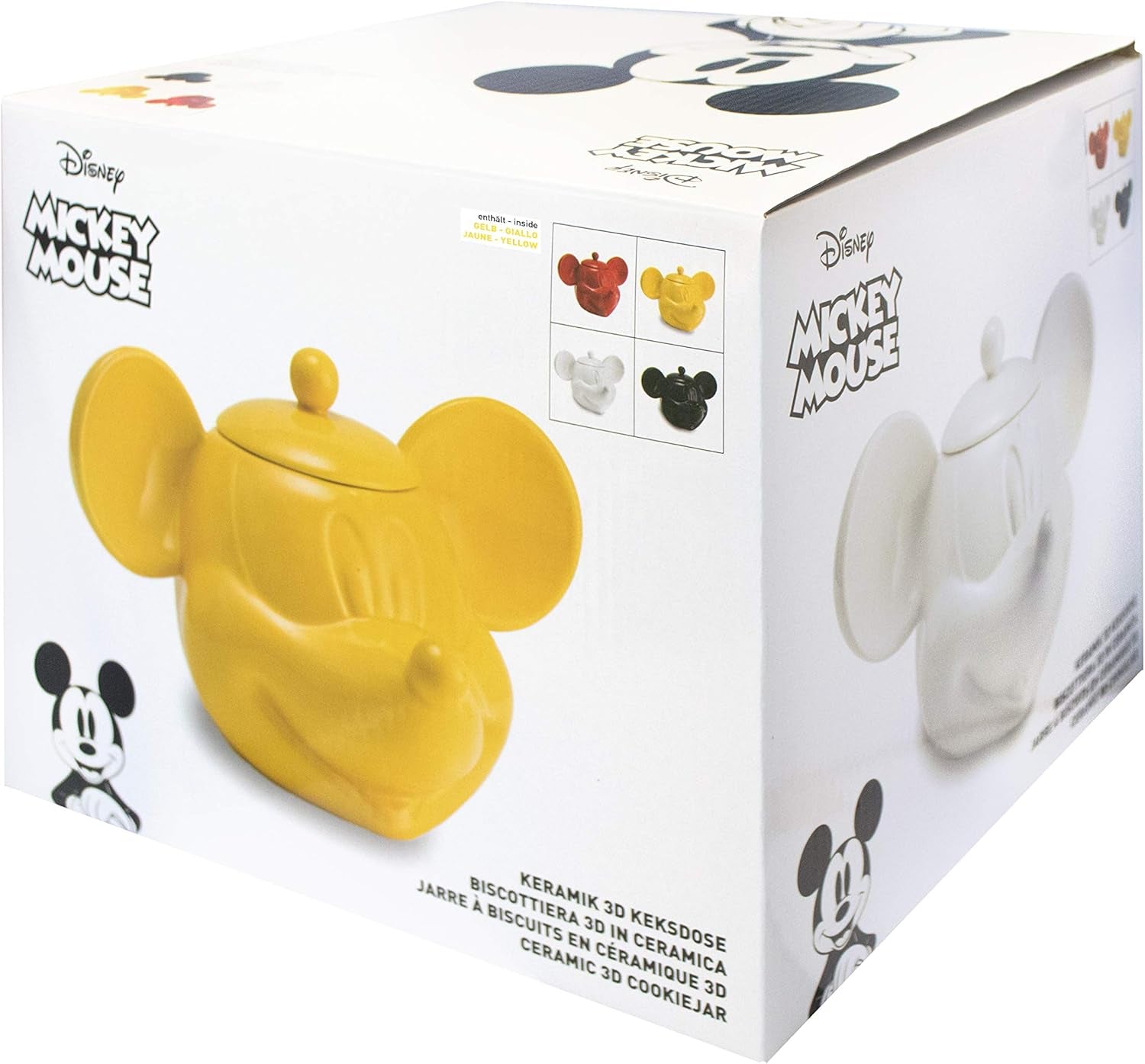 Joy Toy 62129 Bocal à Biscuits 3D Disney Mickey Mouse Jaune 25x17x20 Cm Boites De Conservation Alimentaire Naty Shop