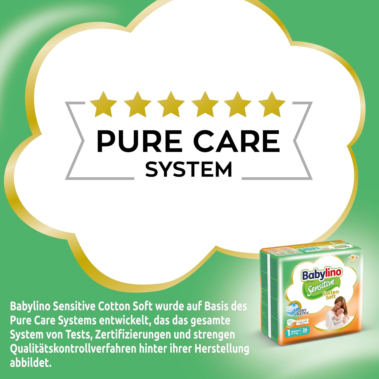 Couches bébé sensibles, taille 1, nouveau-né (2-5 kg), 26 pièces