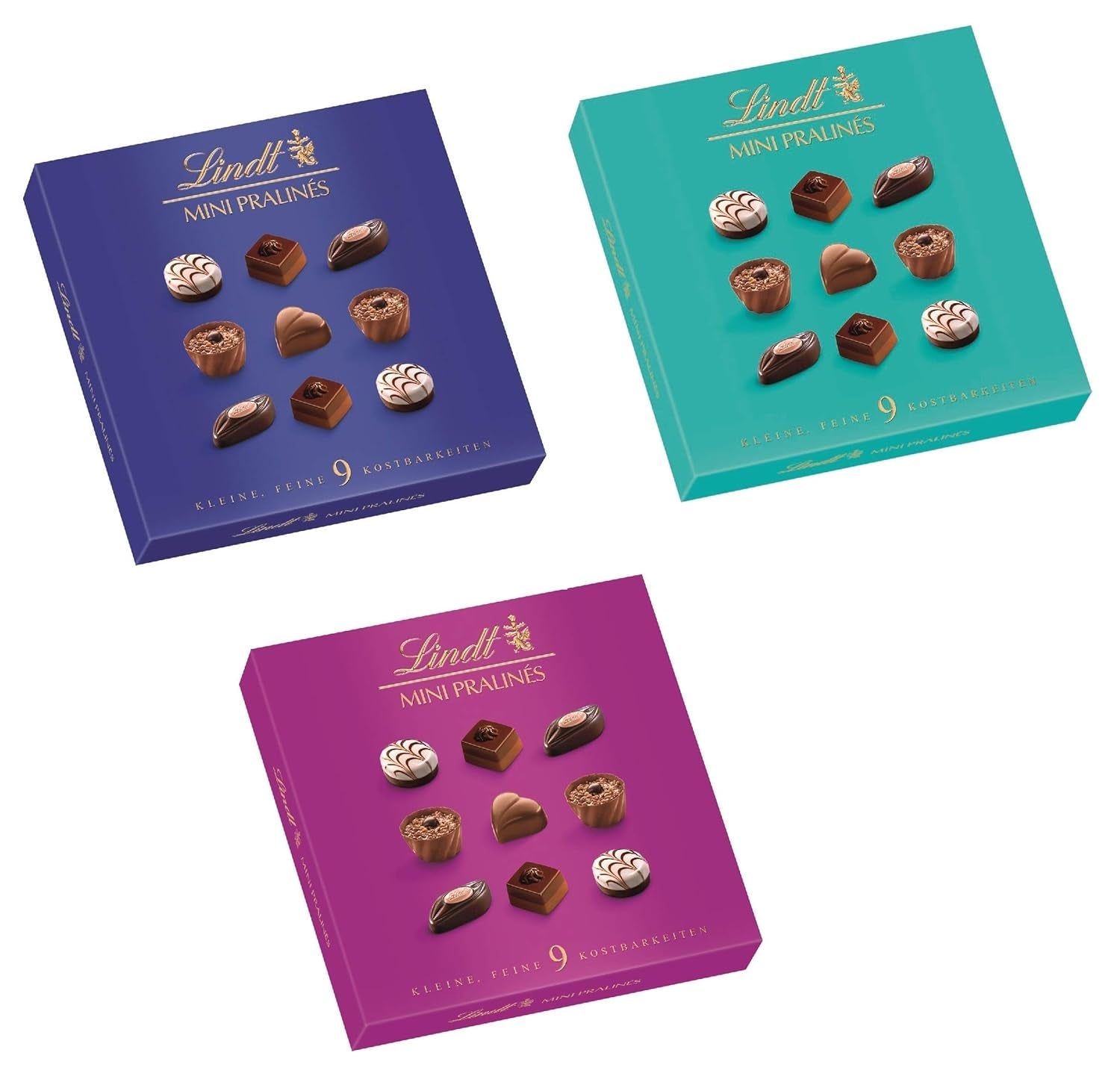 Lindt Chocolate - Nougat Mini Pralinés, 165 grammes, boîte de 36 pralines Naty Shop Bonbons au chocolat 44 G Mix
