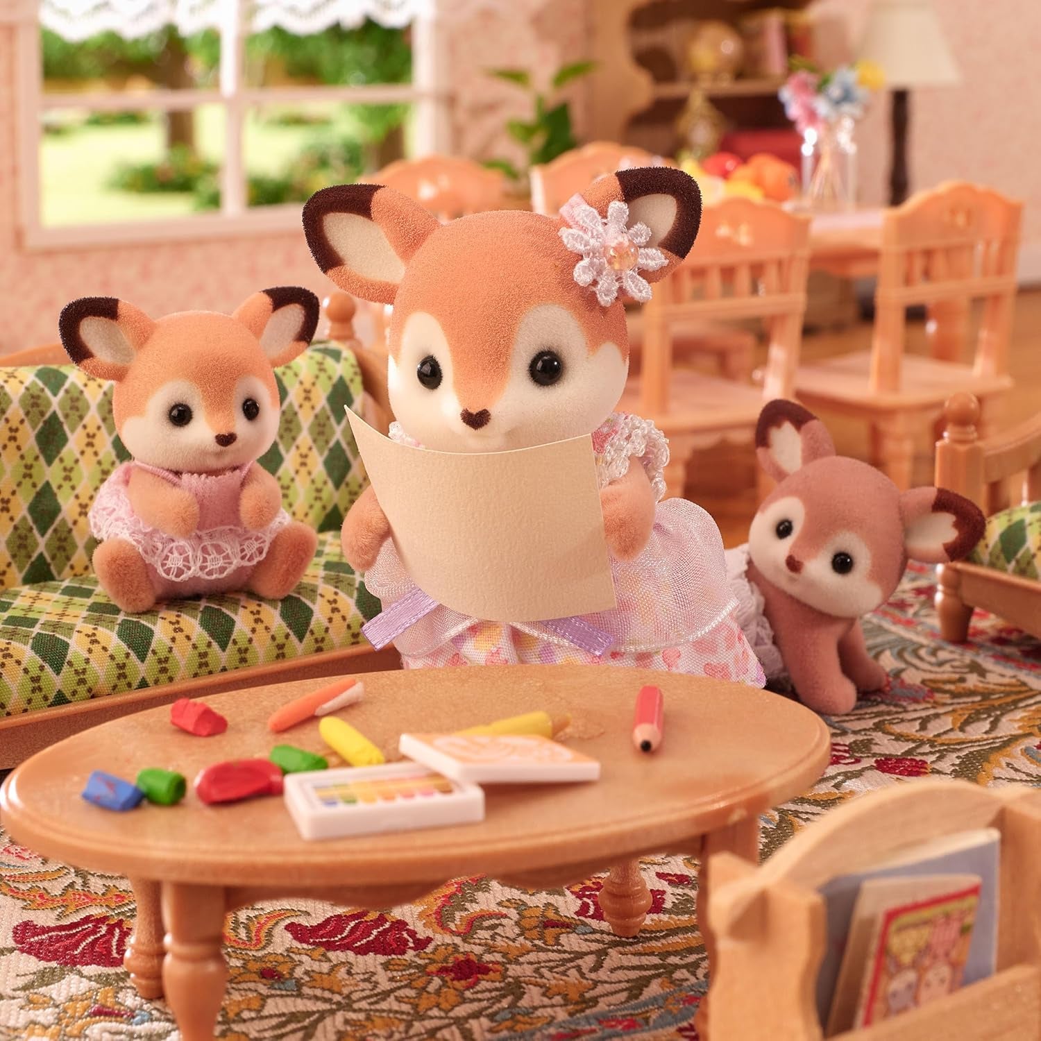 Sylvanian Families 5800 Jumeaux cerfs, ensemble de figurines d'animaux, figurines d'animaux de la forêt, jouet pour 3 ans et plus