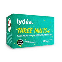 Lydea Three Mints+ Tisane biologique avec trois assortiments de menthe, pomme et herbes, 60 pyramides, lot de 3 [3 x 20 pyramides]