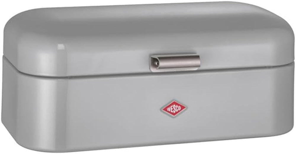 Wesco Grandy Boîte à pain en noir mat, tôle d'acier enduite de poudre, trous d'aération et poignée robuste, boîtes de conservation des aliments Naty Shop gris