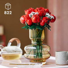 LEGO Botanicals Rosenstrauß - Set aus Kunstblumen für Erwachsene - mit 12 künstlichen Rosen & 4 Zweigen Schleierkraut - DIY Deko zum Bauen - Geschenkidee zum Muttertag - 10328