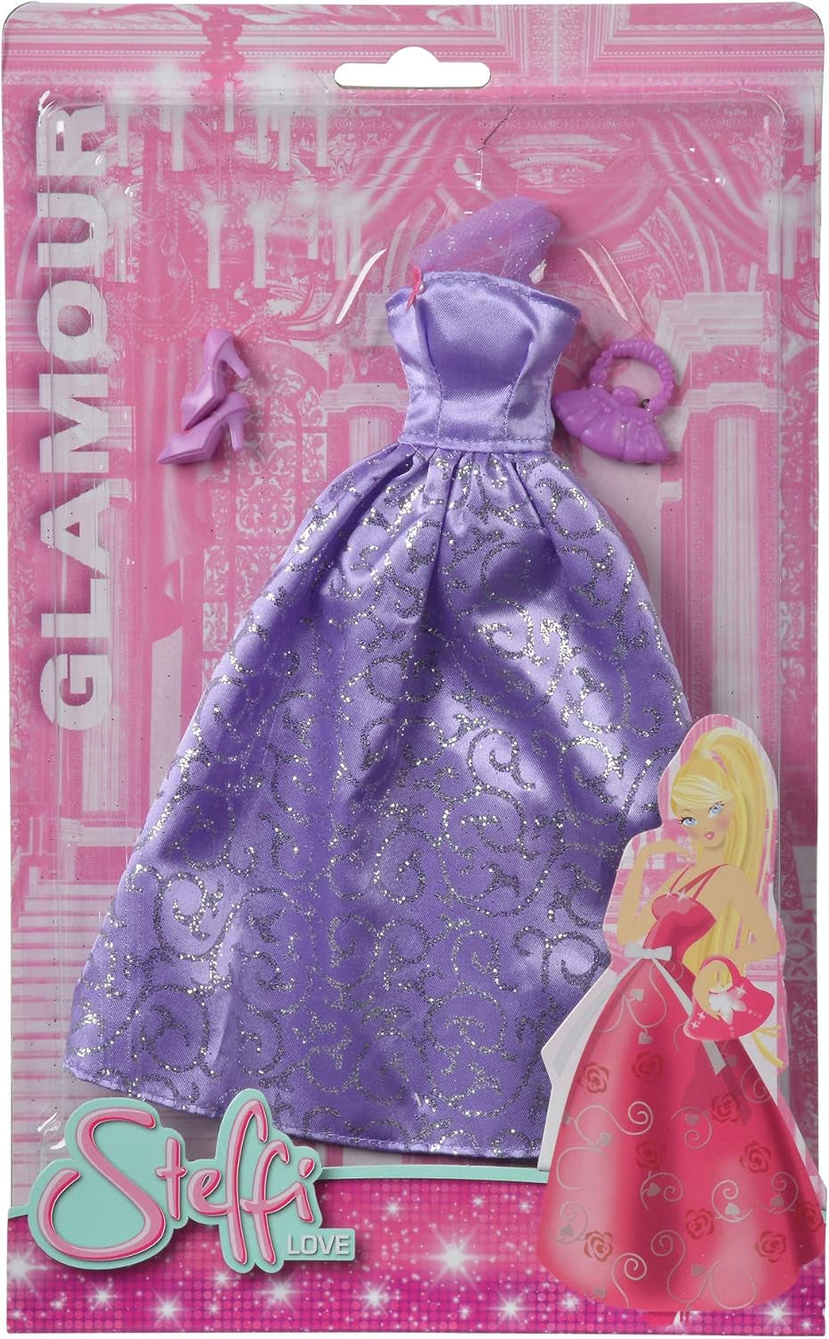 Simba 105723369 - Steffi Love Glamour / Ensemble de vêtements pour poupée / 3 articles assortis / Un seul article est inclus / Robe de bal pour toutes les poupées de 29 cm / Poupée non incluse