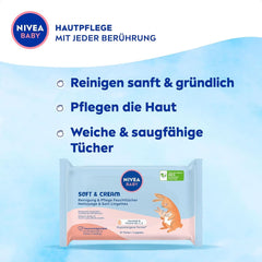Servetele umede NIVEA Baby AQUA, servetele pentru bebelusi pentru curatarea delicata a pielii sensibile, servetele umede hipoalergenice si fara parfum pentru bebelusi cu 99% apa (4 x 57 bucati) Servetele Umede Bebelusi Naty Shop