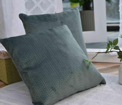 Oreiller décoratif à rideaux Lxl 45x45 cm Jacquard vert "Greta" avec motif à chevrons Entretien facile Fermeture à glissière Remplissage doux 320G - Variété de couleurs, 2023510 Oreillers de voyage Naty Shop