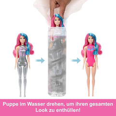 Barbie Color Reveal Fashion Doll și accesorii cu 6 surprize, seria Disco Star cu strălucire metalică și top cu schimbare de culoare (stilurile pot varia), JCP01 Papusi Naty Shop