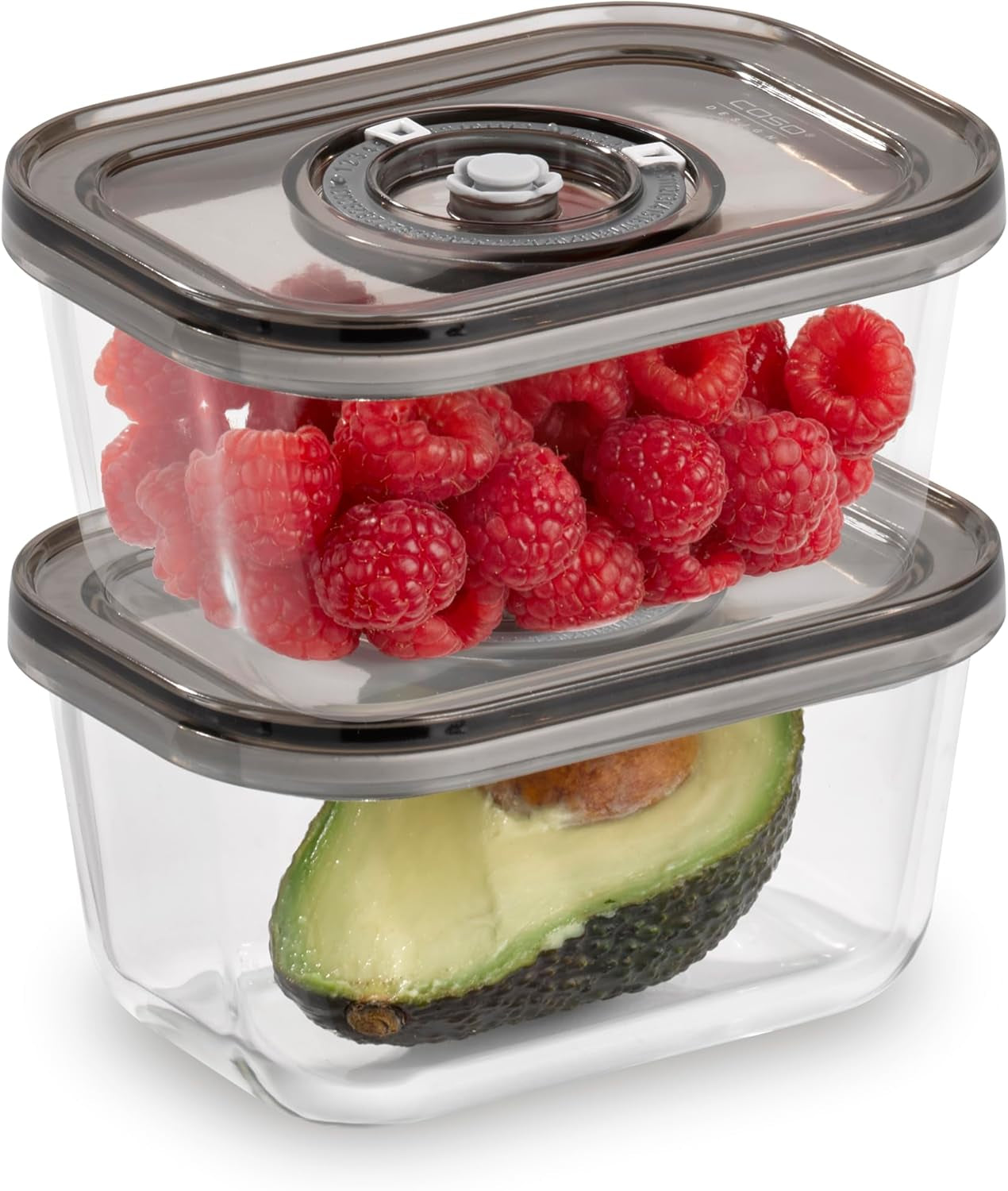 Set Caso Vacu OneTouch Eco, machine sous vide manuelle, comprenant 3 récipients sous vide en verre et VacuBoxx Eco-Duo S - récipient fraîcheur sous vide / 2 récipients de 500 ml chacun Boîtes de conservation alimentaire Naty Shop