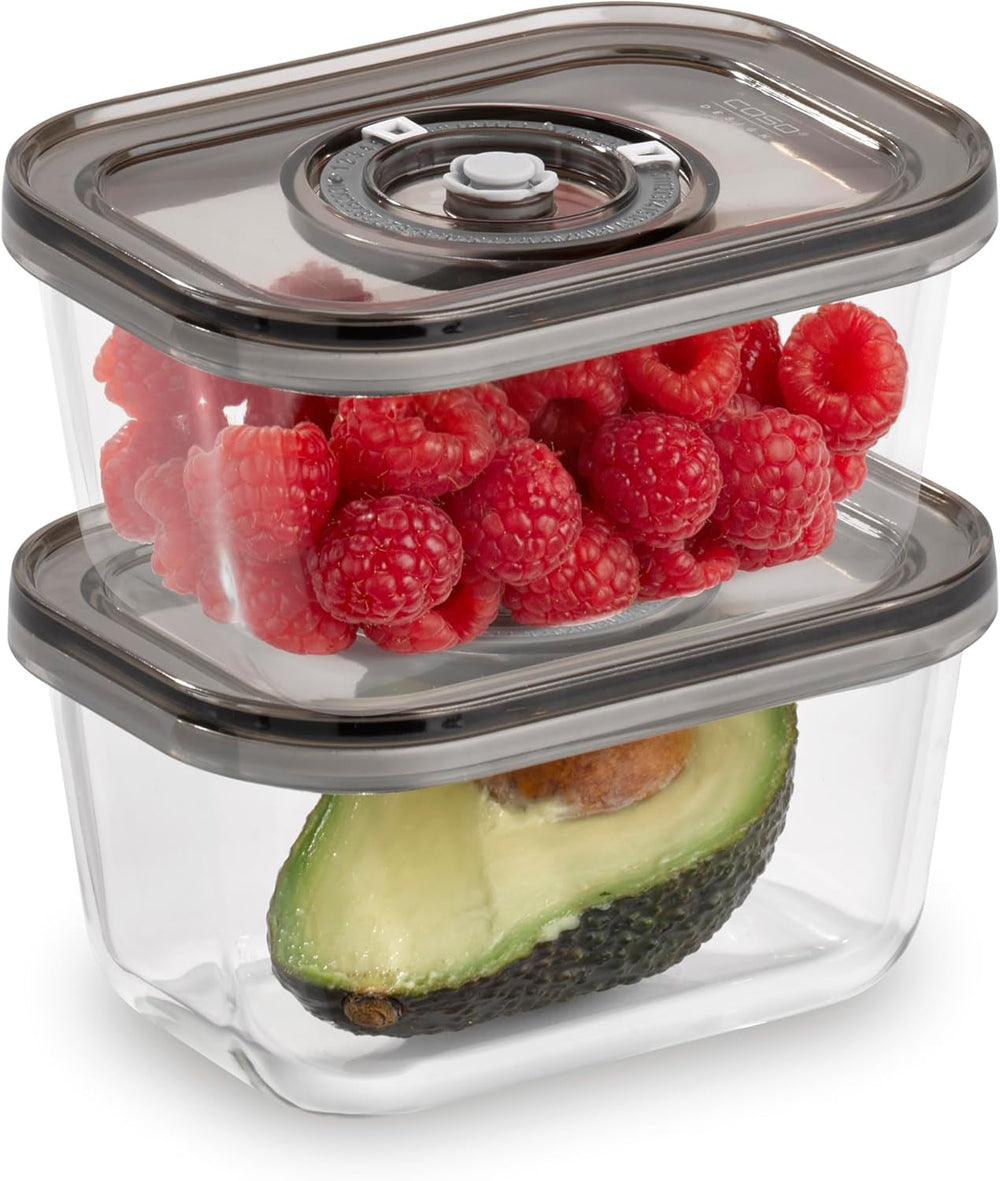 Set Caso Vacu OneTouch Eco, machine sous vide manuelle, comprenant 3 récipients sous vide en verre et VacuBoxx Eco-Duo S - récipient fraîcheur sous vide / 2 récipients de 500 ml chacun Boîtes de conservation alimentaire Naty Shop