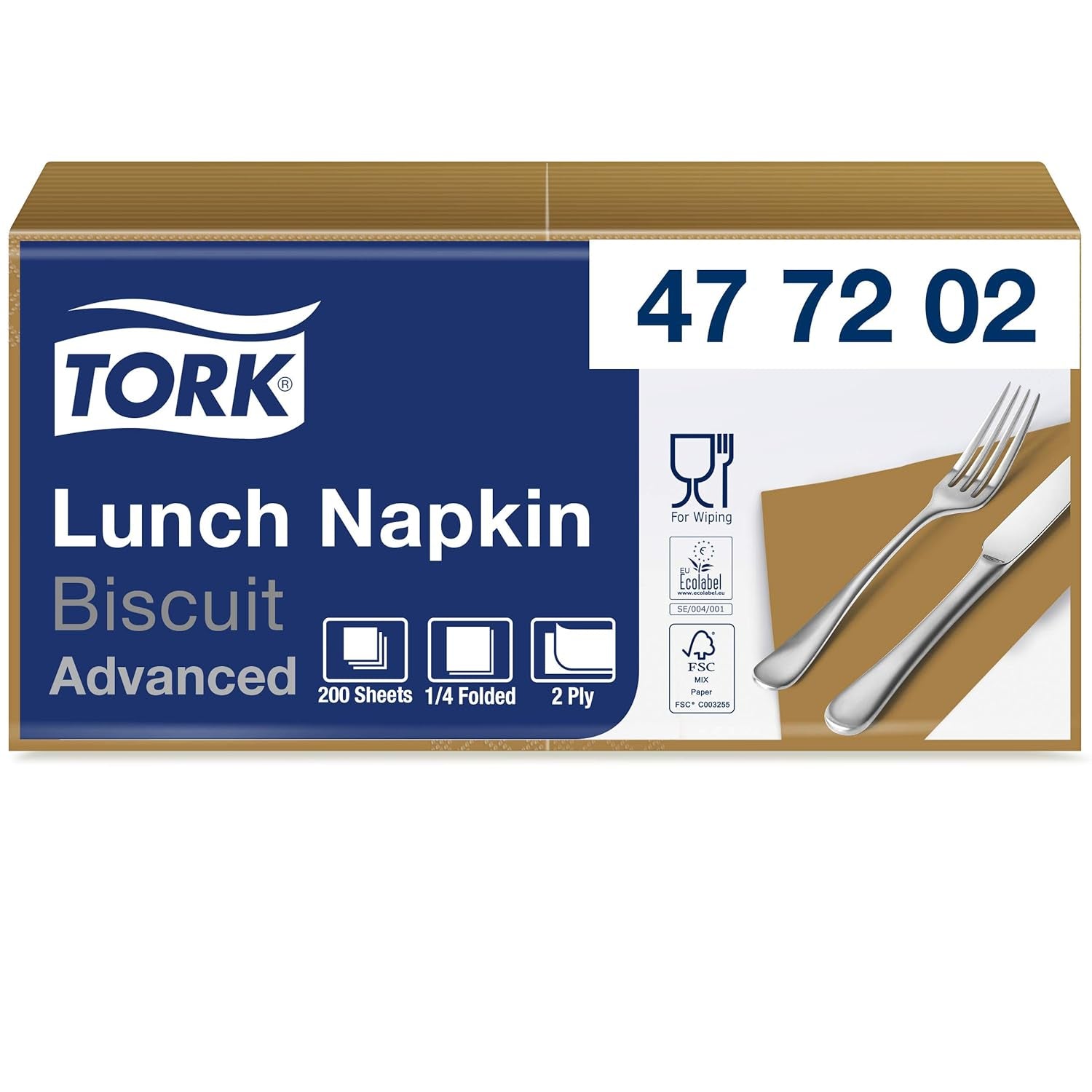 Tork 477840 Șervețele de prânz Lime / Șervețele din 2 straturi pentru mâncăruri mici sau gustări / Calitate avansată / 10 X 200 (2000) șervețele de hârtie / 32.6 X 33 Cm (L X l) / 1/4 pliere