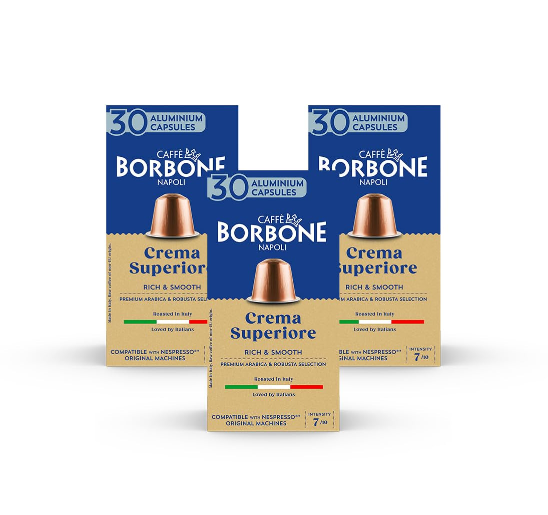 Caffè Borbone Crema Superiore - 90 Kaffeekapseln - riche et crémeux - Compatible avec Nespresso®* Haushalts-Espressomaschinen