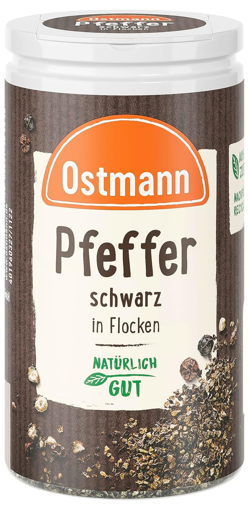 Ostmann Gewürze - Schwarze Pfefferflocken | Grober Pfeffer pour Gesmack à noir intense | Mit praktischem Streuaufsatz | 25 g dans Der Streudose