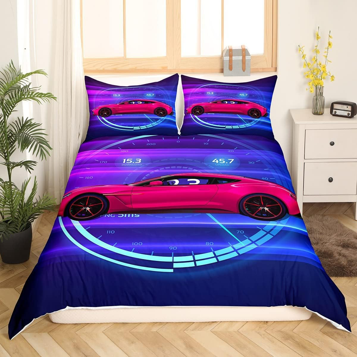 Jungen Cartoon Car Literie 135X200,Kinder Bau Fahrzeuge Tröster Abdeckung Für Kind Kleinkind Teens,Dinosaurier Bettbezug,Traktor Maschinerie Bagger Bettdecke Abdeckung,Lkw Autos Bedtuffen Naty Shop Multi 8 220*240+80*80*2