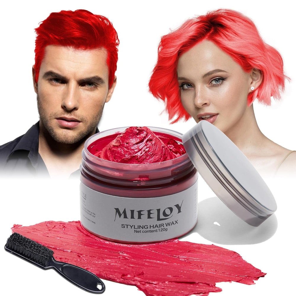 Teinte de cheveux violette 4,23 oz, coloration temporaire avec pinceaux, cire de coiffure pour hommes et femmes, crème capillaire instantanée, pommade de coiffure naturelle, bricolage cosplay Halloween, cire pour cheveux, teinture pour cheveux Naty Shop rouge