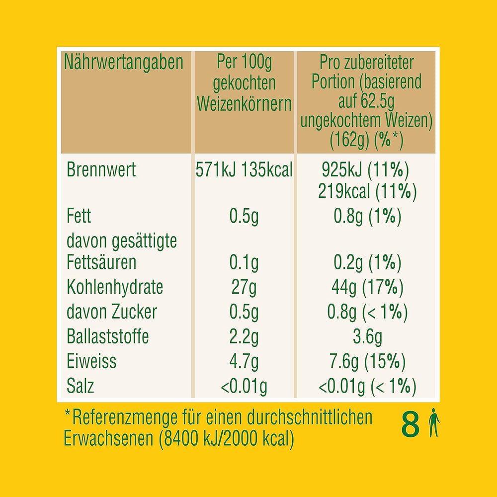 ® Blé séché au soleil, en sachet, bouilli, 10 minutes, 6 x 500g