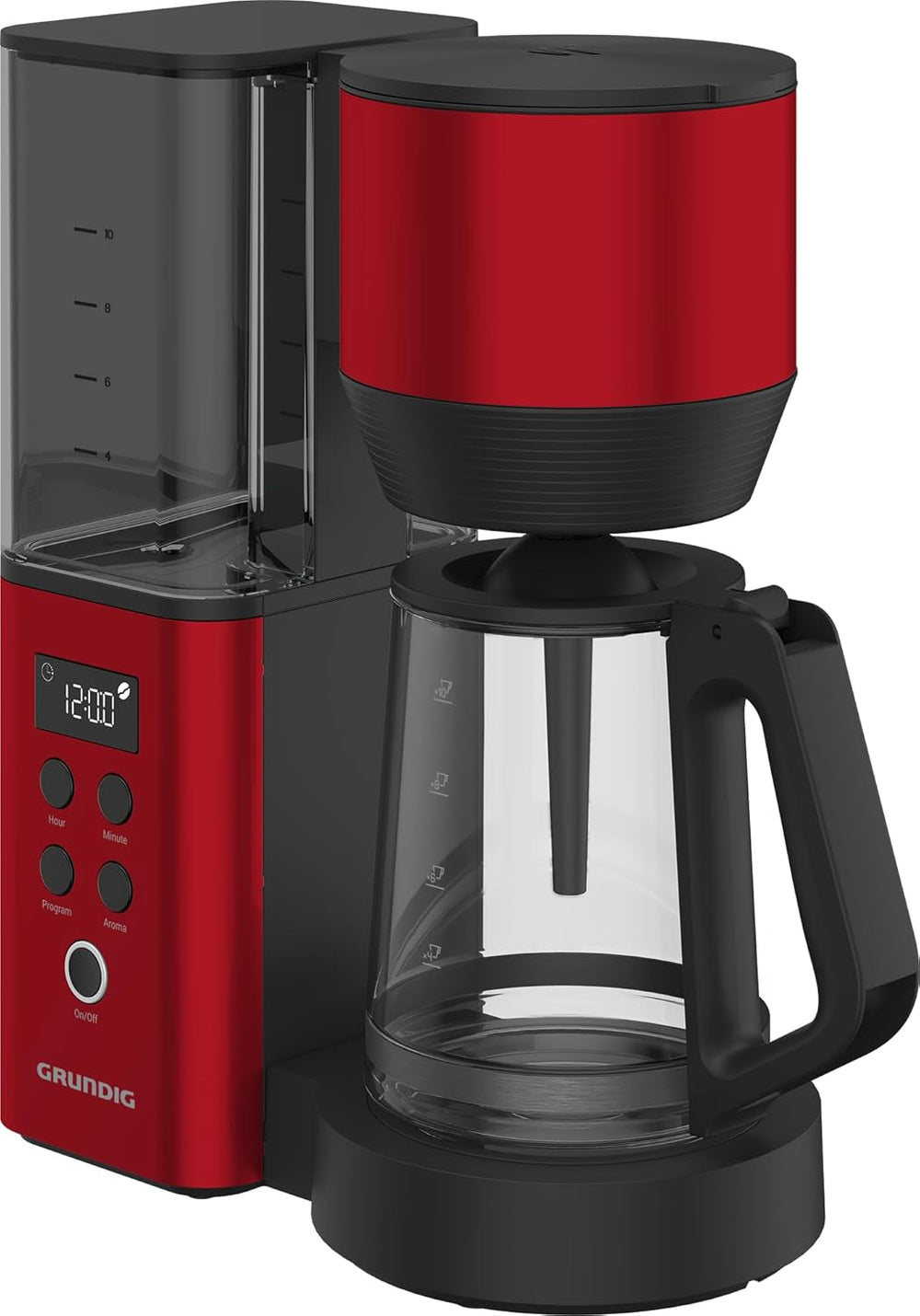 Machine à expresso numérique avec filtre GRUNDIG KM8440, rouge, 1000 W, 1,25 litres