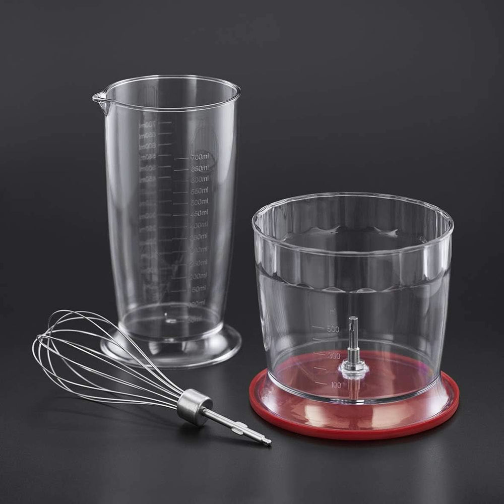 Russell Hobbs Stabmixer [3-In-1: Pürierstab/Zerkleinerer, Mixer- & Schneebesenaufsatz] Desire Rot (sans BPA & Spülmaschinenfestes Zubehör, Für Smoothie, Suppen Saucen, Yaourt Babynahrung) 24700-56 Kitchen Naty Shop