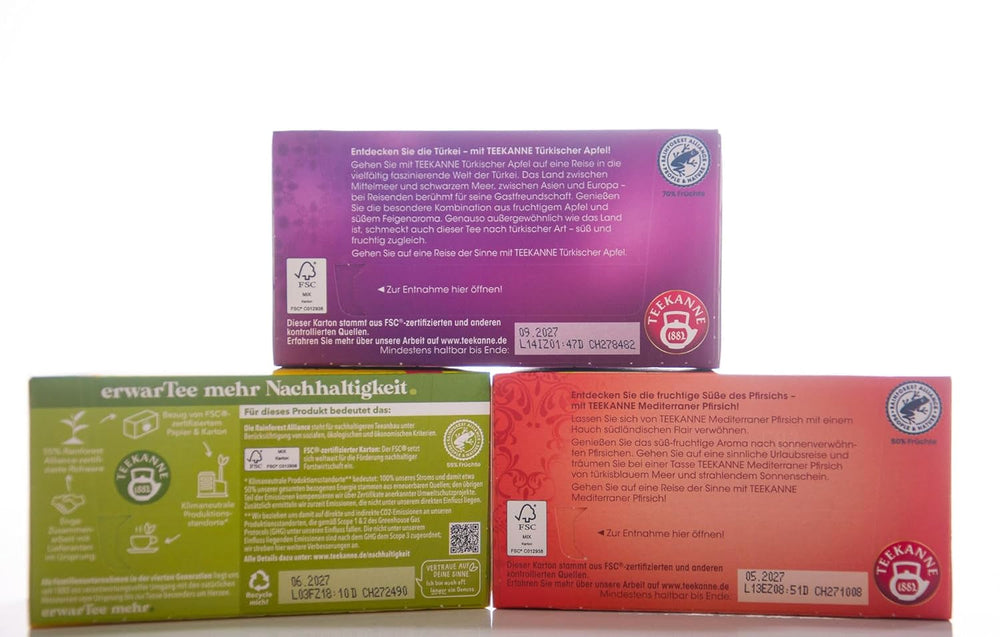 Teekanne Service à Thé 3 Assortiments, Citron Italien, Pêche Méditerranéenne et Pomme Turque, 155g