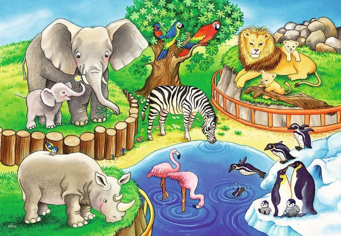 Ravensburger Puzzle pour enfants - 07602 Animaux au zoo - Puzzle pour enfants à partir de 3 ans, avec Puzzle 2X12 pièces Naty Shop