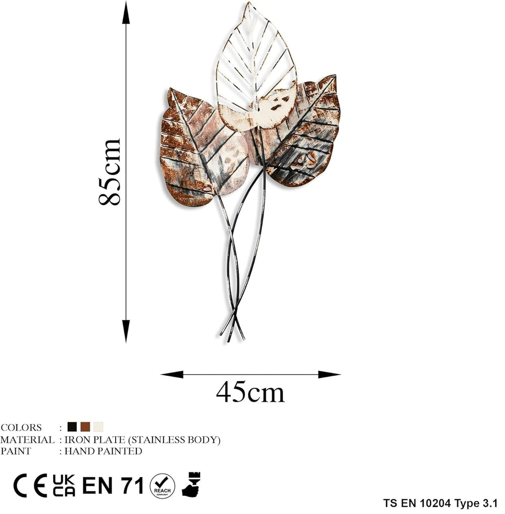 Accessoire mural décoratif en métal fait main, 45 x 85 cm | 100 % métal (1,5 mm) | Design unique marron et noir, parfait pour la décoration intérieure | Fixable au mur Statuettes et sculptures Naty Shop