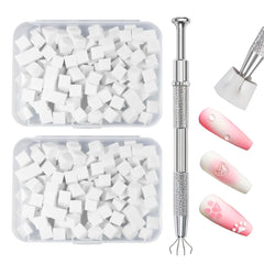 Qufiiry 200 pièces Nail Art Schwämme Mit Metallgreifer, Nagelkunst Schwammpinsel, Maniküre Zubehör Für Nägel, Um Eine Varavländ von Gradient Nail Art Patterns to Create (Blanc)
