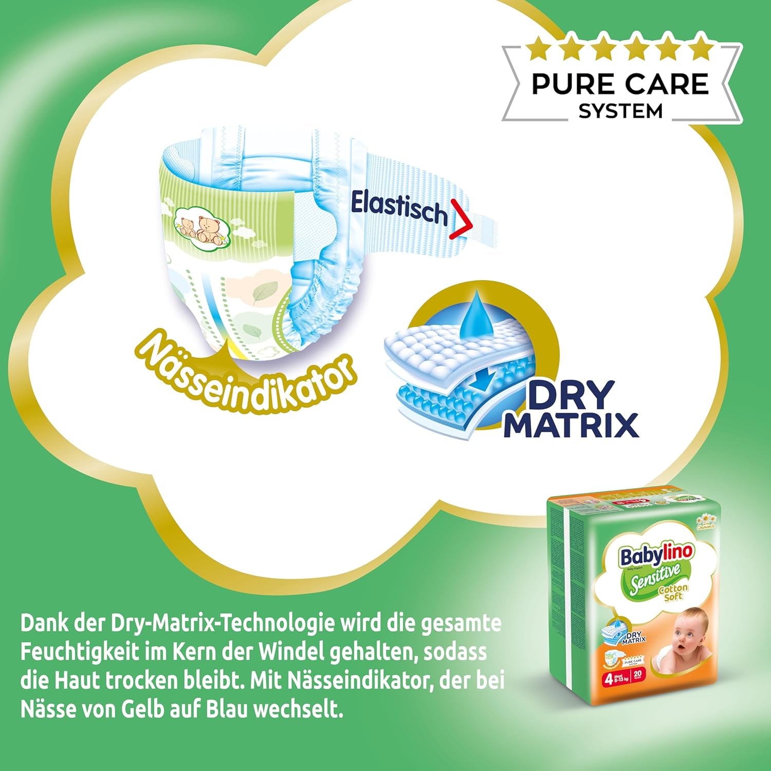 Couches bébé Sensitive taille 4, Maxi (8-13 kg), 20 pièces