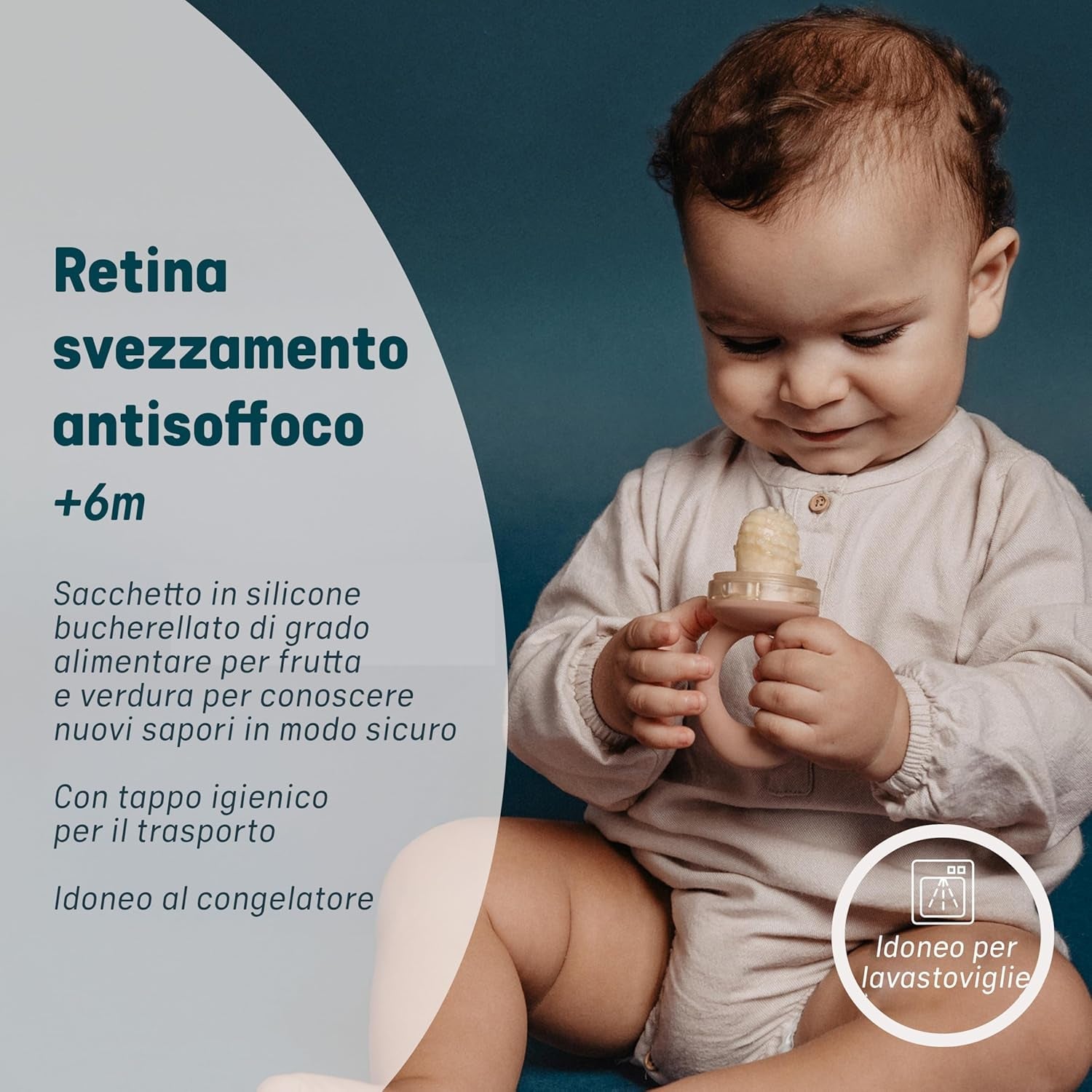 Suavinex Anneau de dentition pour bébé, anti-étouffement, qualité alimentaire, silicone, avec couvercle, facile à nettoyer, passe au lave-vaisselle et au congélateur, apaise les gencives, 6 mois et plus, rose