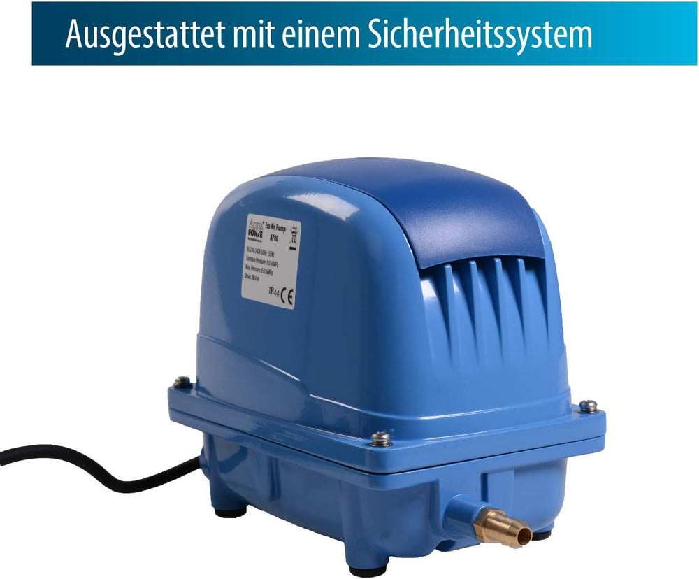 Pompe à air AquaForte AP-35 20 watts pression maximale 2,8 m convient aux piscines et étangs jusqu'à 18 m³ de poissons max. 15 000 litres, koi max. 7 500 litres, 2,7 kg, sortie 16,5 mm