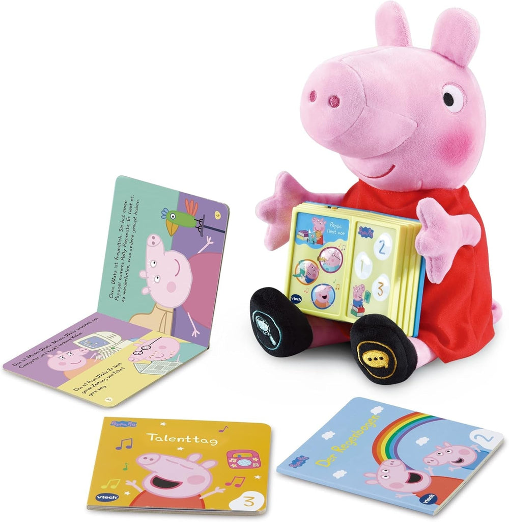 Vtech Peppa citește cu voce tare - Pluș interactiv Peppa Wutz care citește cărți cu voce tare - 3 mini cărți incluse - Cu 20 de melodii și efecte sonore - Pentru copii cu vârsta cuprinsă între 2-5 ani Jucarii Bebe Naty Shop Titlu implicit