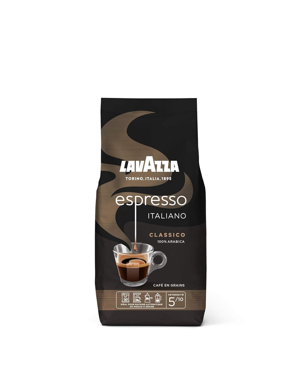 Café en grains Lavazza Espresso Italiano, 100% Arabica Espresso, équilibré et aromatique, paquet de 500 g