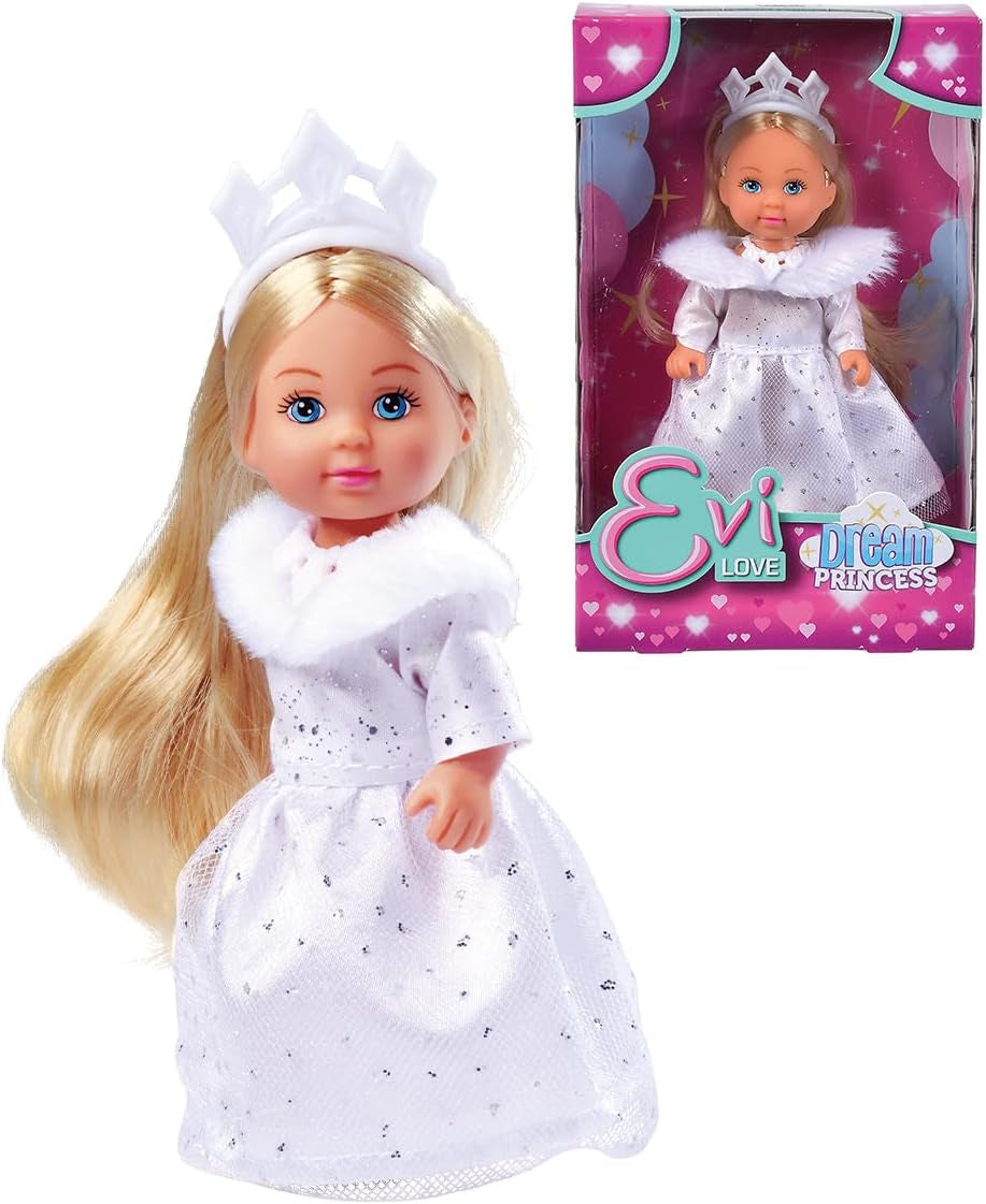 Simba Evi Princess of Love's Dreams, poupée de jeu dans une robe d'hiver de rêve avec bordure en fourrure et éléments pailletés, 12 cm, 3 ans et plus
