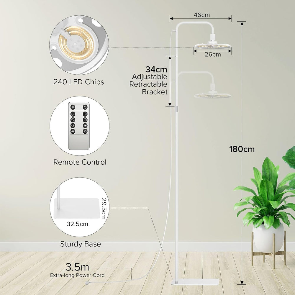 SANSI Lampe LED pour Plantes à Spectre Complet 125 W Lumière à intensité Variable avec télécommande pour la Croissance des Plantes Hauteur réglable 120-180 cm Minuterie 4/8/12 Heures 4 Niveaux de luminosité
