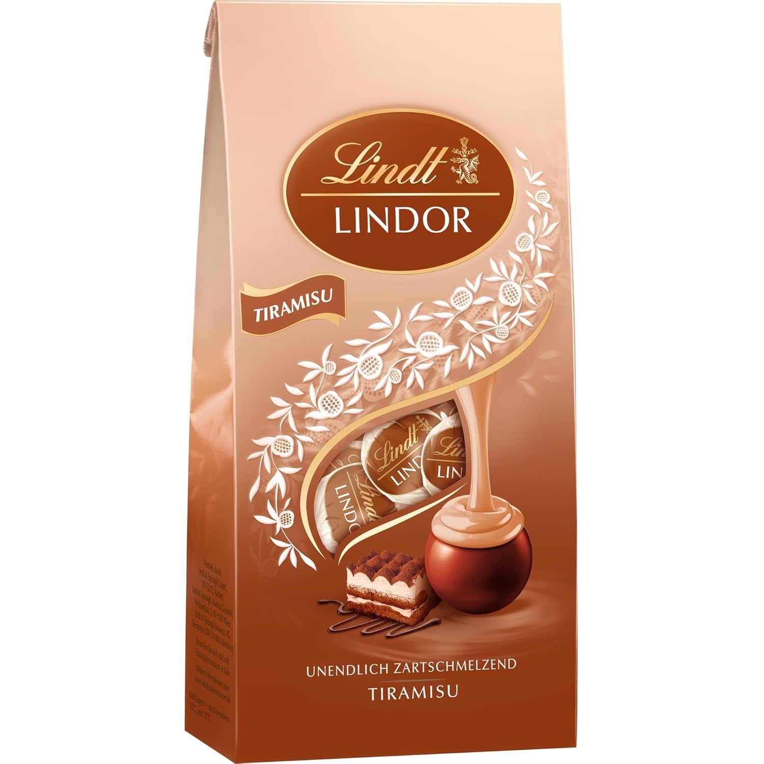 Chocolat Lindt | Sac Tiramisu LINDOR | 137g | 11 boules de chocolat au lait fourrées au tiramisu fondant | Cadeau de chocolat