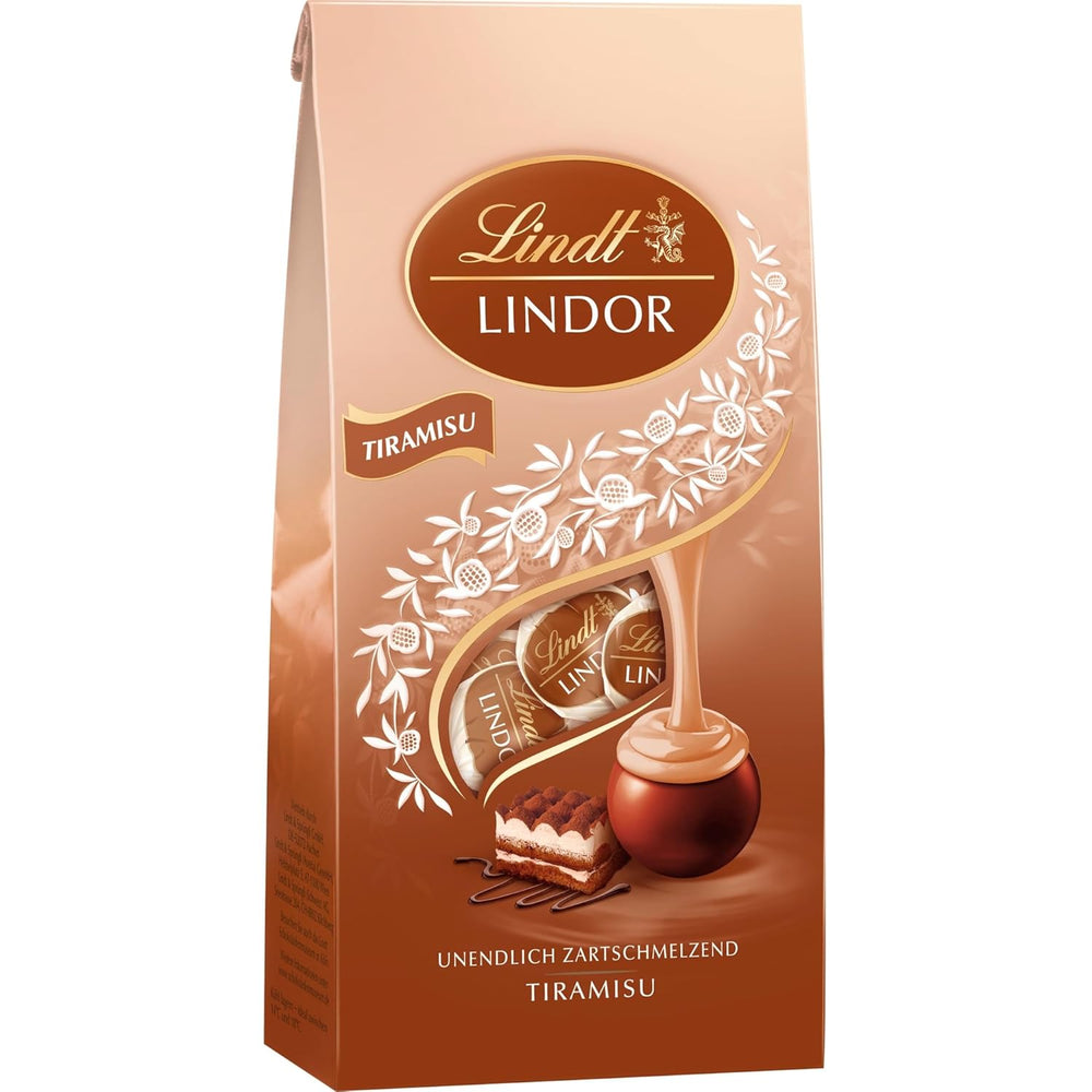 Chocolat Lindt | Sac Tiramisu LINDOR | 137g | 11 boules de chocolat au lait fourrées au tiramisu fondant | Cadeau de chocolat