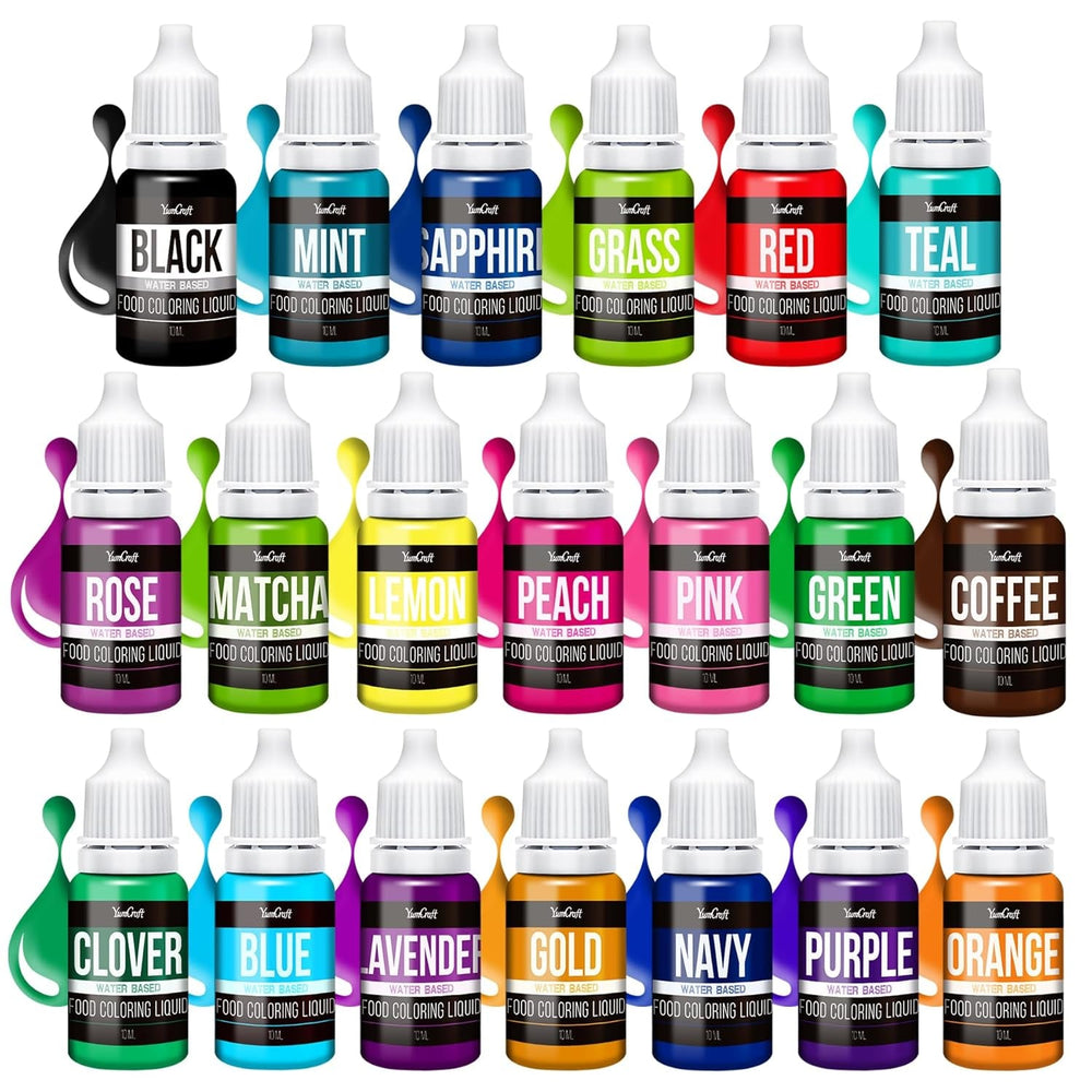 Colorant alimentaire - 20 couleurs colorant alimentaire liquide hautement concentré pour gâteaux, pâtisserie, œufs de Pâques, boissons - colorant alimentaire sans sucre pour fondant, glaçage, slime, décoration de gâteaux - 10 ml chacun