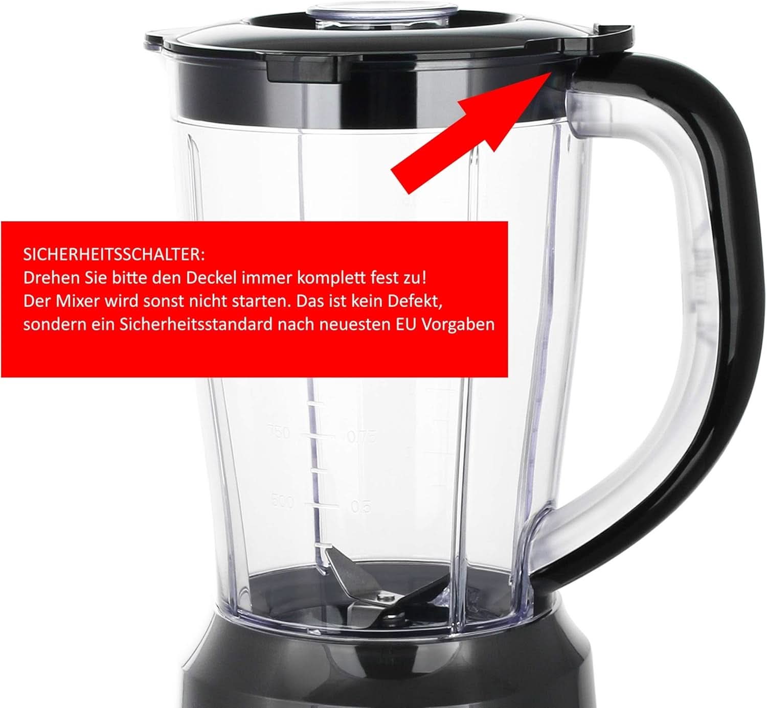 Emerio Standmixer BPA Free Crush Ice Function 1.5L Behälter 2 Geschwindigkeiten + Pulse Funktion Messereinheit Aus Edelstahl Sicherheitsschalter Geschirrspülgeeignet 500 Watt BL-12816.8 Schwarz Bucatarie Naty Shop