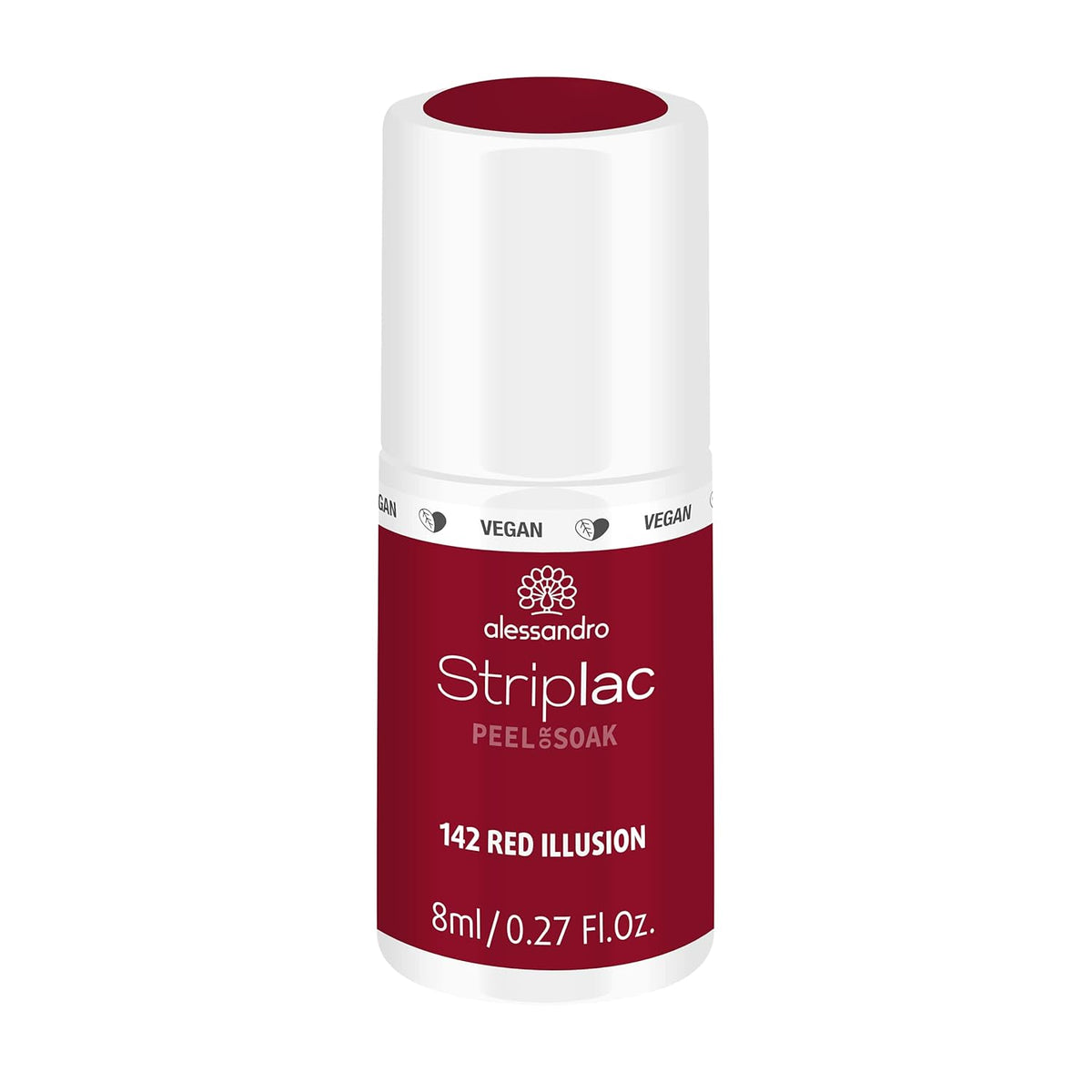 Vernis à ongles UV Alessandro Striplac Red Ilusion – Délicat et longue tenue – S'enlève facilement grâce à la technologie de retrait peel-off – Vegan et cruelty-free – 8 ml