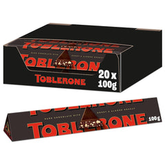 Toblerone Dark 20 X 100 grammes, Chocolat noir suisse au nougat au miel et aux amandes Bonbons au chocolat Naty Shop Default Title