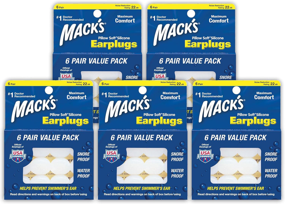 MACK'S Pillow Bouchons d'oreille en silicone souple, 6 paires d'oreillers orthopédiques cervicaux Naty Shop Blanc 6 Stück (5Er Pack)