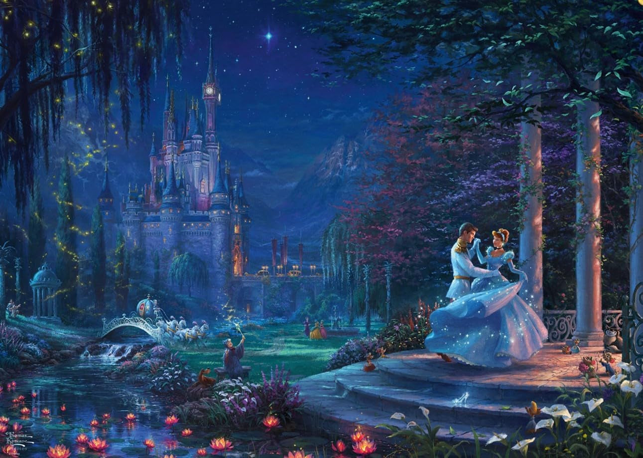 Schmidt Spiele 58043 Thomas Kinkade, Disney, Cendrillon dansant à la lumière des étoiles, puzzle 1000 pièces, puzzle coloré Naty Shop