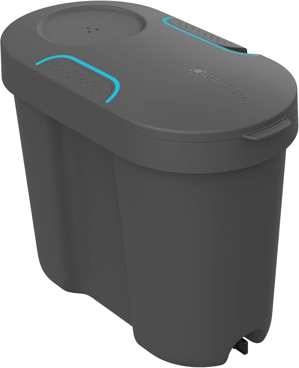 Réservoir d'eau Gardena : Réservoir d'eau pour usage intérieur et extérieur, extensible avec tuyau de distribution et connecteur, 10,5 l (13367-20), noir ; turquoise