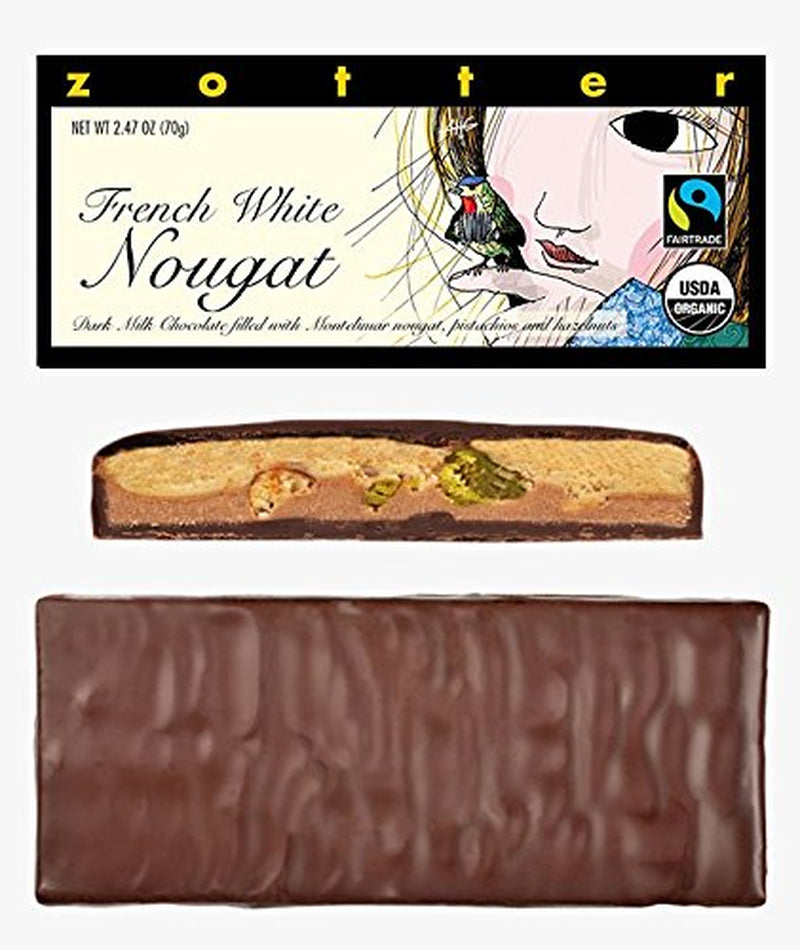 Chocolat au lait et nougat français, artisanal (70 g) - Bio