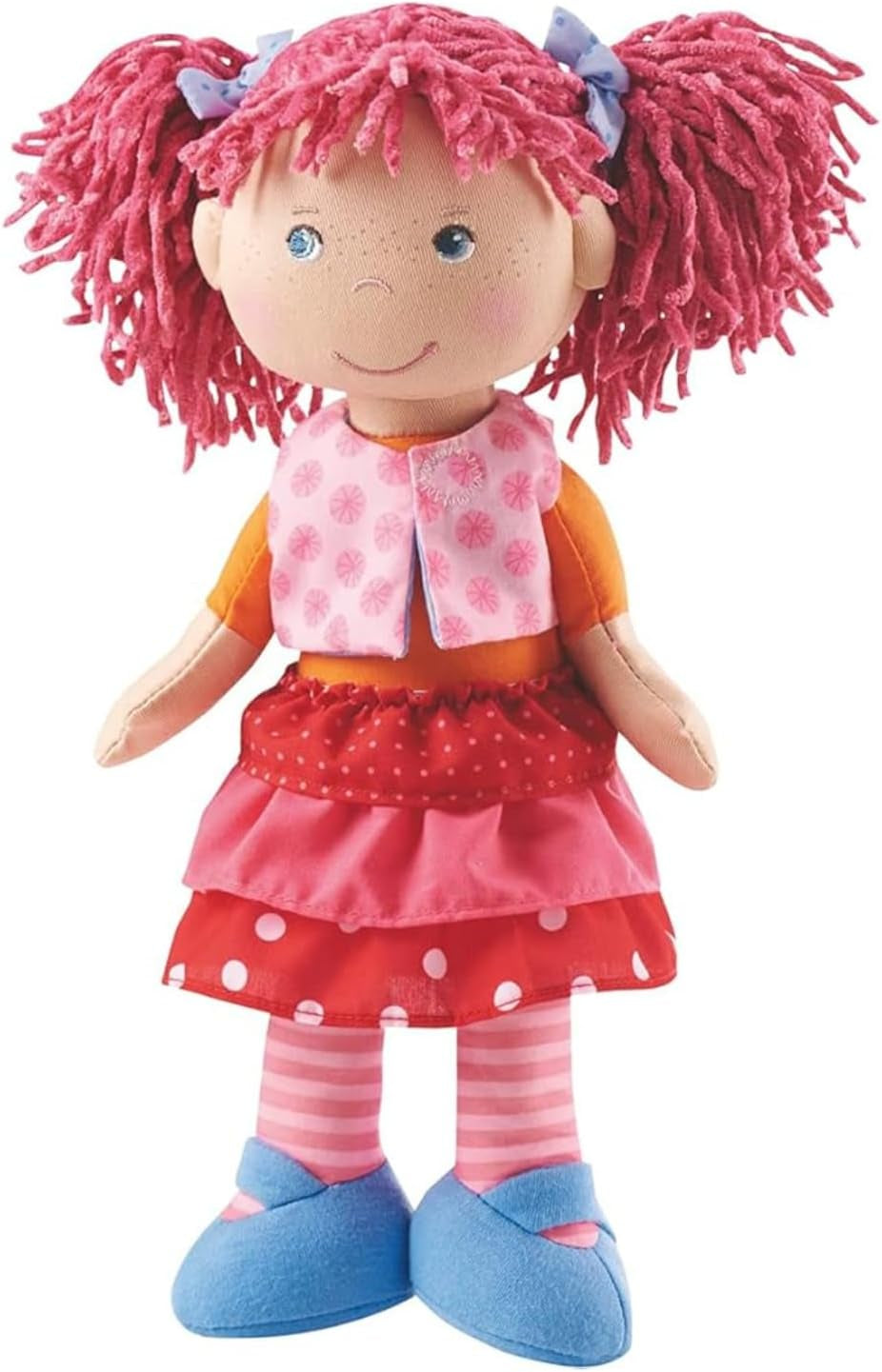 Poupée HABA Lily Lou - Poupée en tissu doux à partir de 18 mois - 30 cm avec vêtements et cheveux - Compagnon de jeu idéal pour les petits enfants - 1302842001