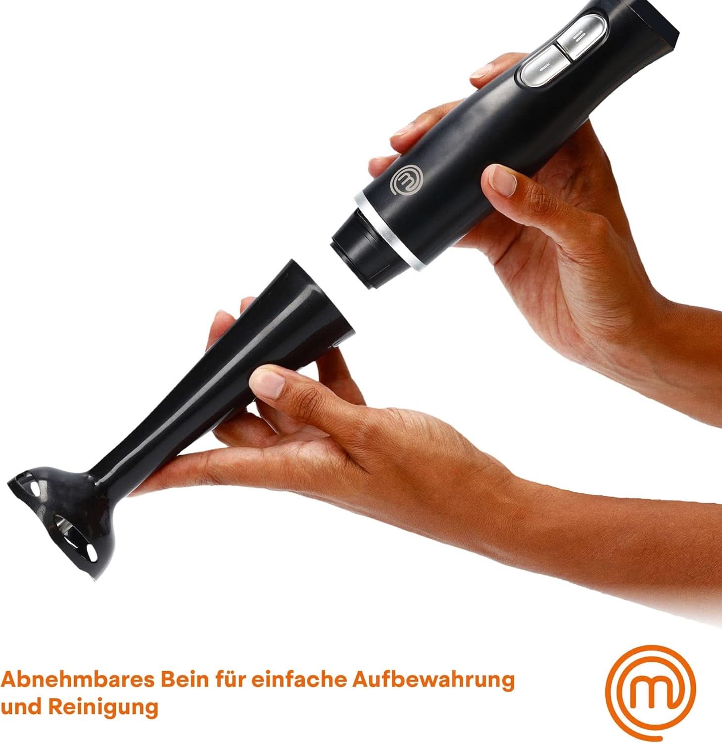 Masterchef Stabmixer, Pürierstab Mit Spritzschutz, Zauberstab Küchengerät, Elektrische Mixstab Hand Blender Mit 2 Speeds, Eintauchfunktion, Spülmaschinenfeste Komponenten, 200W, Schwarz Kitchen Naty Shop